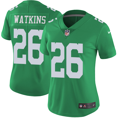Women's Nike Philadelphia Eagles #26 Jaylen Watkins Limited Green Rush Vapor Untouchable NFL Jersey