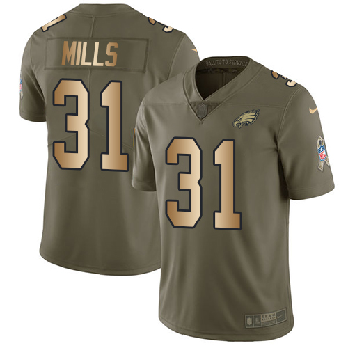 Men's Nike Philadelphia Eagles #31 Jalen Mills Limited Olive/Gold 2017 Salute to Service NFL Jersey