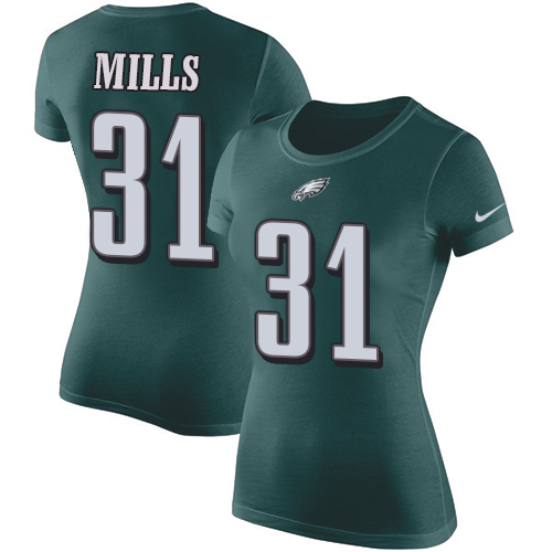NFL Women's Nike Philadelphia Eagles #31 Jalen Mills Green Rush Pride Name & Number T-Shirt