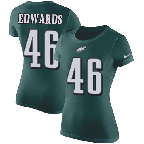 NFL Women's Nike Philadelphia Eagles #46 Herman Edwards Green Rush Pride Name & Number T-Shirt