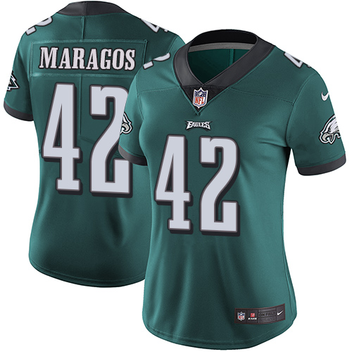Women's Nike Philadelphia Eagles #42 Chris Maragos Midnight Green Team Color Vapor Untouchable Limited Player NFL Jersey