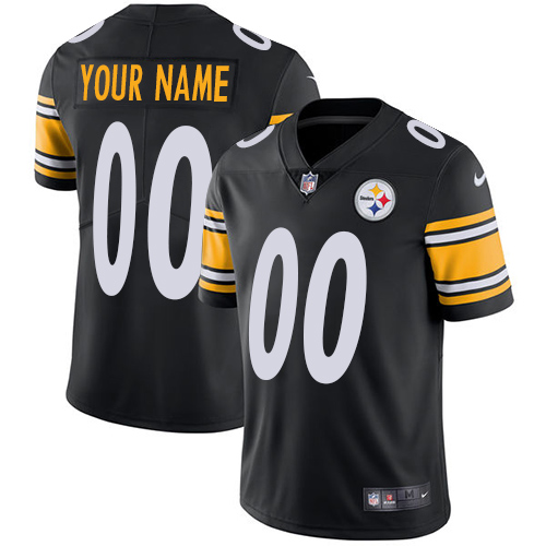 Men's Nike Pittsburgh Steelers Customized Black Team Color Vapor Untouchable Custom Limited NFL Jersey
