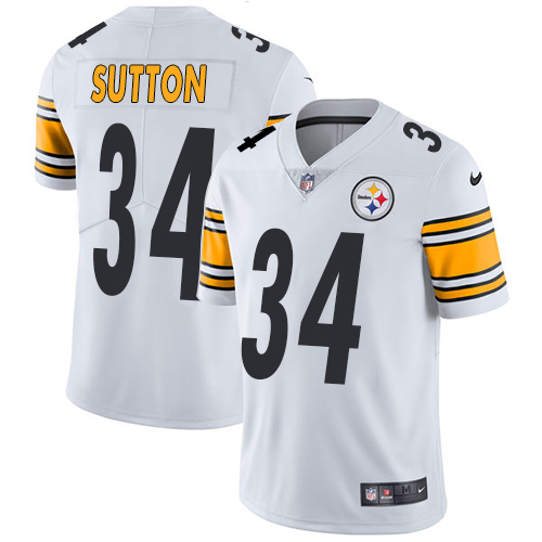 Men's Nike Pittsburgh Steelers #34 Cameron Sutton White Vapor Untouchable Limited Player NFL Jersey