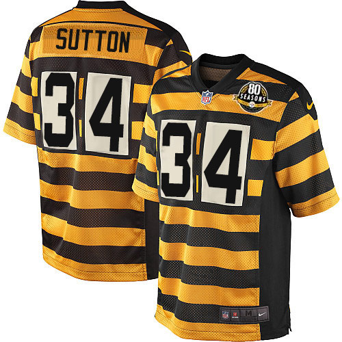 Men's Nike Pittsburgh Steelers #34 Cameron Sutton Game Yellow/Black Alternate 80TH Anniversary Throwback NFL Jersey