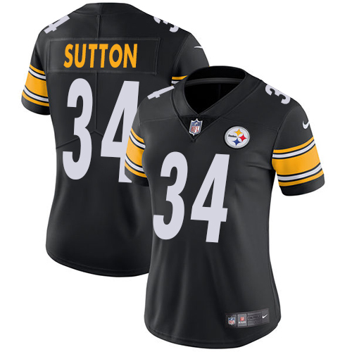 Women's Nike Pittsburgh Steelers #34 Cameron Sutton Black Team Color Vapor Untouchable Limited Player NFL Jersey