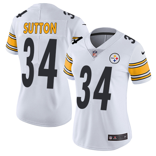 Women's Nike Pittsburgh Steelers #34 Cameron Sutton White Vapor Untouchable Limited Player NFL Jersey