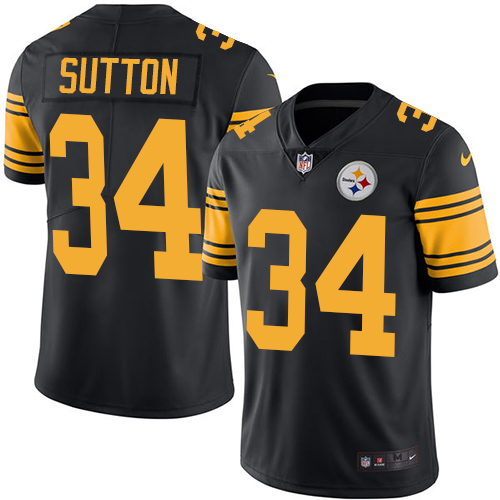 Men's Nike Pittsburgh Steelers #34 Cameron Sutton Limited Black Rush Vapor Untouchable NFL Jersey