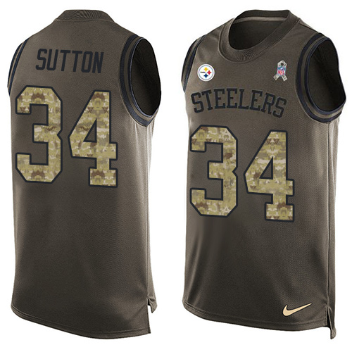 Men's Nike Pittsburgh Steelers #34 Cameron Sutton Limited Green Salute to Service Tank Top NFL Jersey