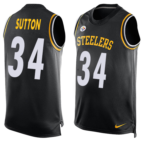 Men's Nike Pittsburgh Steelers #34 Cameron Sutton Limited Black Player Name & Number Tank Top NFL Jersey