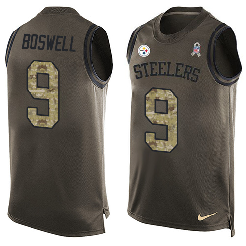 Men's Nike Pittsburgh Steelers #9 Chris Boswell Limited Green Salute to Service Tank Top NFL Jersey