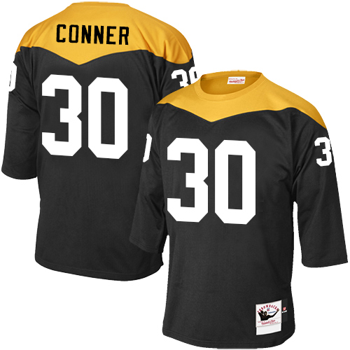 Men's Mitchell and Ness Pittsburgh Steelers #30 James Conner Elite Black 1967 Home Throwback NFL Jersey
