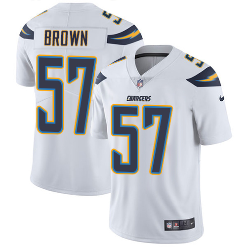 Men's Nike Los Angeles Chargers #57 Jatavis Brown White Vapor Untouchable Limited Player NFL Jersey