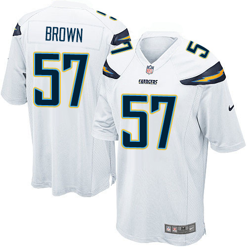 Men's Nike Los Angeles Chargers #57 Jatavis Brown Game White NFL Jersey