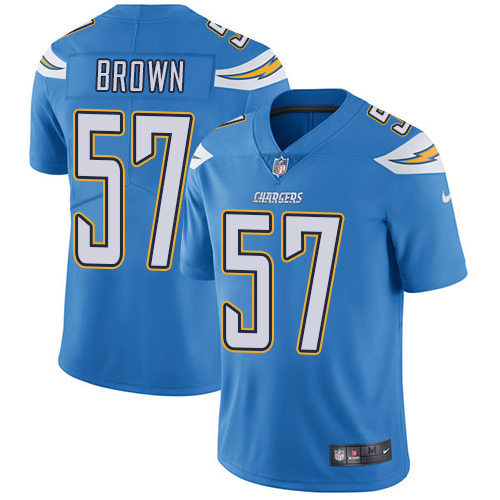 Men's Nike Los Angeles Chargers #57 Jatavis Brown Electric Blue Alternate Vapor Untouchable Limited Player NFL Jersey