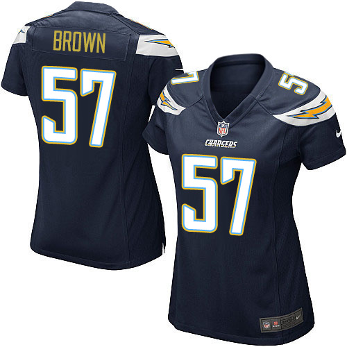 Women's Nike Los Angeles Chargers #57 Jatavis Brown Game Navy Blue Team Color NFL Jersey