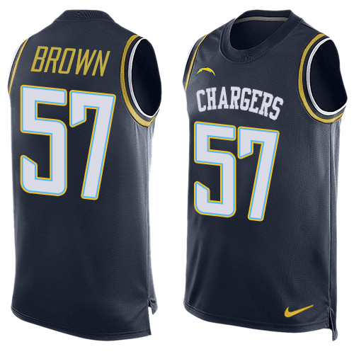 Men's Nike Los Angeles Chargers #57 Jatavis Brown Limited Navy Blue Player Name & Number Tank Top NFL Jersey