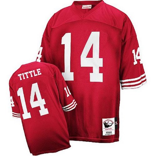 Mitchell and Ness San Francisco 49ers #14 Y.A. Tittle Authentic Red Throwback NFL Jersey