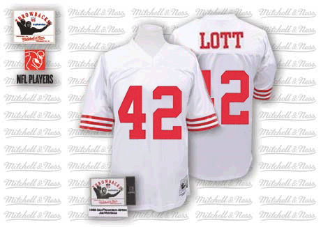 Mitchell and Ness San Francisco 49ers #42 Ronnie Lott Authentic White Throwback NFL Jersey