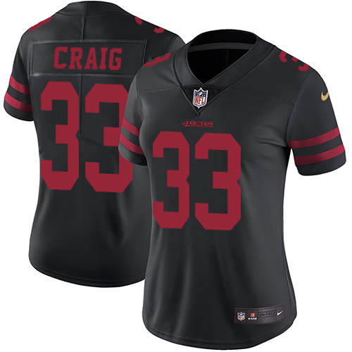 Women's Nike San Francisco 49ers #33 Roger Craig Black Vapor Untouchable Elite Player NFL Jersey