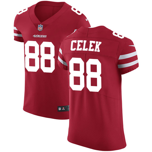 Men's Nike San Francisco 49ers #88 Garrett Celek Red Team Color Vapor Untouchable Elite Player NFL Jersey