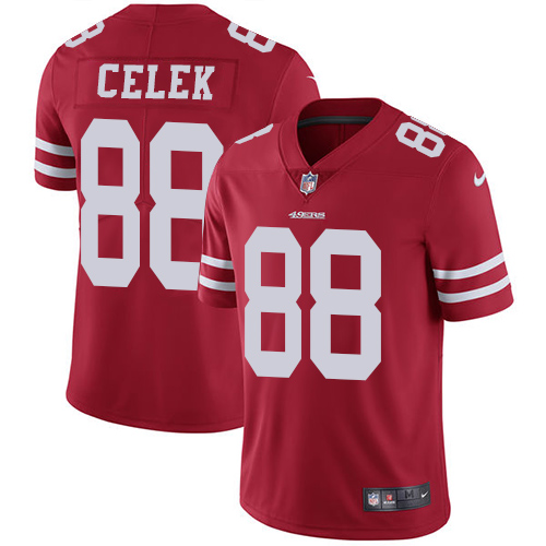 Youth Nike San Francisco 49ers #88 Garrett Celek Red Team Color Vapor Untouchable Elite Player NFL Jersey