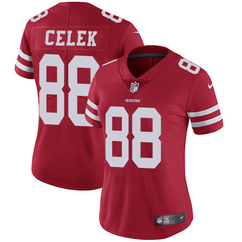 Women's Nike San Francisco 49ers #88 Garrett Celek Red Team Color Vapor Untouchable Limited Player NFL Jersey