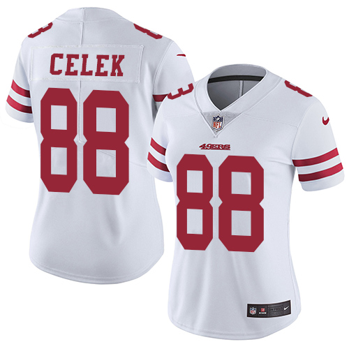 Women's Nike San Francisco 49ers #88 Garrett Celek White Vapor Untouchable Limited Player NFL Jersey