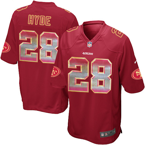 Men's Nike San Francisco 49ers #28 Carlos Hyde Limited Red Strobe NFL Jersey