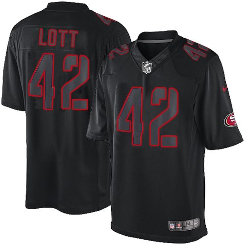 Men's Nike San Francisco 49ers #42 Ronnie Lott Limited Black Impact NFL Jersey