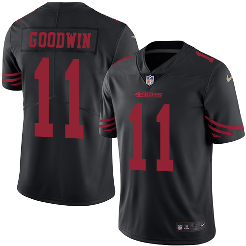 Men's Nike San Francisco 49ers #11 Marquise Goodwin Elite Black Rush Vapor Untouchable NFL Jersey