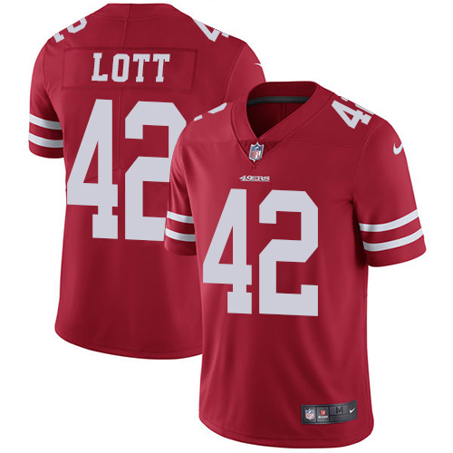 Men's Nike San Francisco 49ers #42 Ronnie Lott Red Team Color Vapor Untouchable Limited Player NFL Jersey