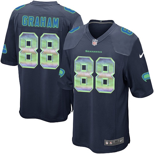 Men's Nike Seattle Seahawks #88 Jimmy Graham Limited Navy Blue Strobe NFL Jersey