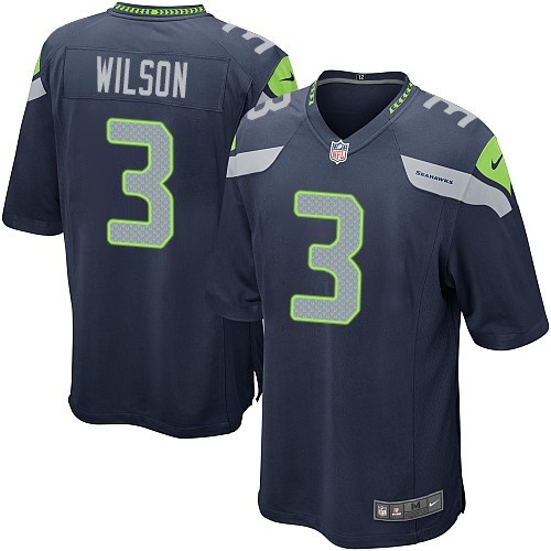 Men's Nike Seattle Seahawks #3 Russell Wilson Game Navy Blue Team Color NFL Jersey