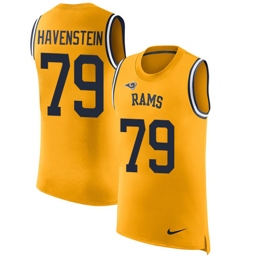 Men's Nike Los Angeles Rams #79 Rob Havenstein Limited Gold Rush Player Name & Number Tank Top NFL Jersey