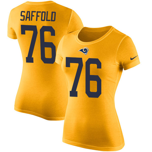 Women's Nike Los Angeles Rams #76 Rodger Saffold Gold Rush Pride Name & Number T-Shirt