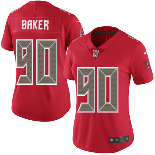 Women's Nike Tampa Bay Buccaneers #90 Chris Baker Limited Red Rush Vapor Untouchable NFL Jersey