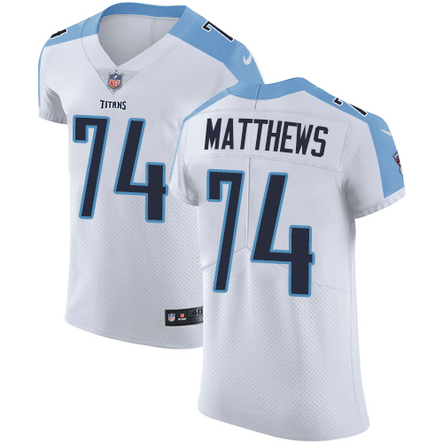 Men's Nike Tennessee Titans #74 Bruce Matthews White Vapor Untouchable Elite Player NFL Jersey
