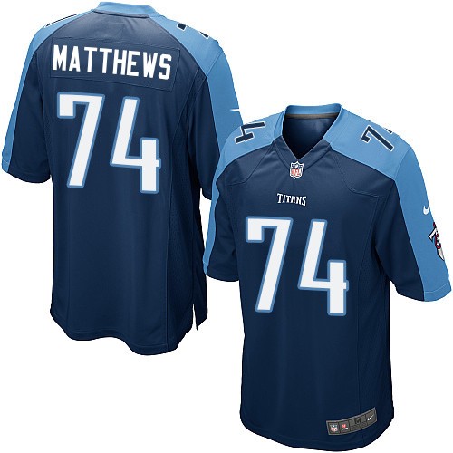Men's Nike Tennessee Titans #74 Bruce Matthews Game Navy Blue Alternate NFL Jersey