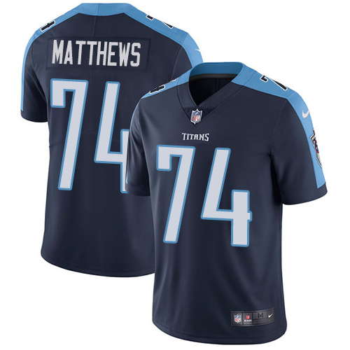 Youth Nike Tennessee Titans #74 Bruce Matthews Navy Blue Alternate Vapor Untouchable Elite Player NFL Jersey