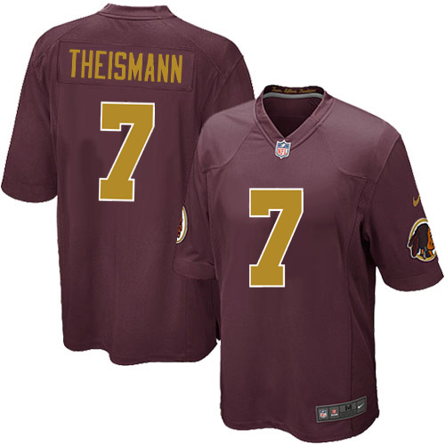 Men's Nike Washington Redskins #7 Joe Theismann Game Burgundy Red/Gold Number Alternate 80TH Anniversary NFL Jersey