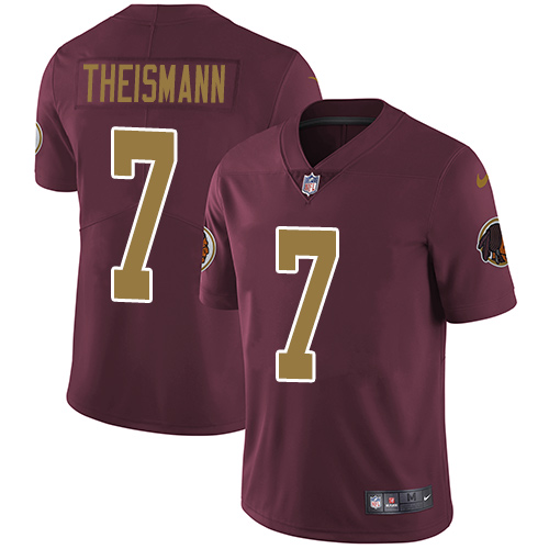 Youth Nike Washington Redskins #7 Joe Theismann Burgundy Red/Gold Number Alternate 80TH Anniversary Vapor Untouchable Limited Player NFL Jersey