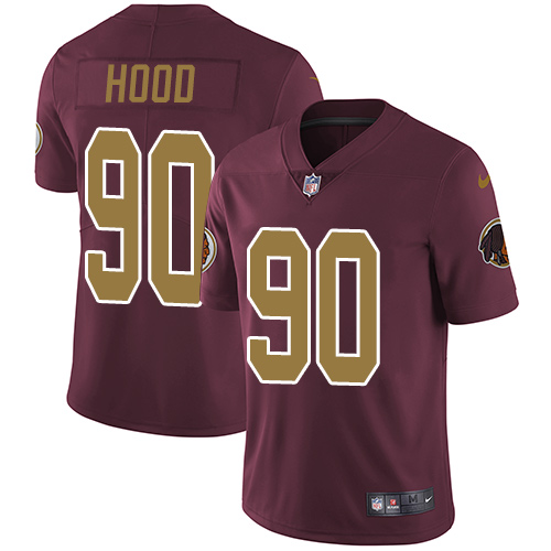 Youth Nike Washington Redskins #90 Ziggy Hood Burgundy Red/Gold Number Alternate 80TH Anniversary Vapor Untouchable Limited Player NFL Jersey