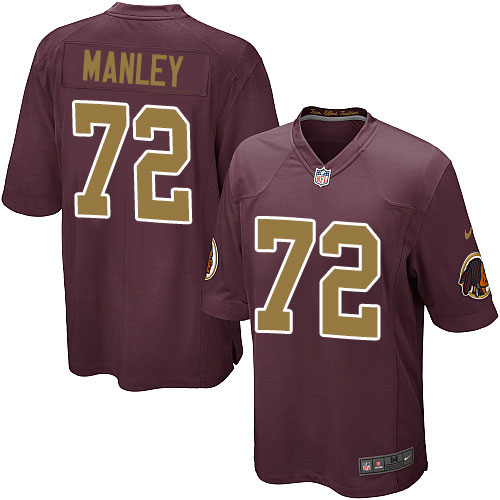 Men's Nike Washington Redskins #72 Dexter Manley Game Burgundy Red/Gold Number Alternate 80TH Anniversary NFL Jersey
