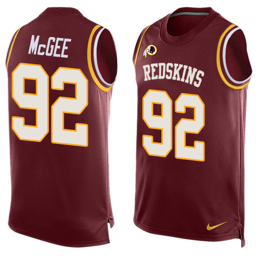 Men's Nike Washington Redskins #92 Stacy McGee Limited Red Player Name & Number Tank Top NFL Jersey