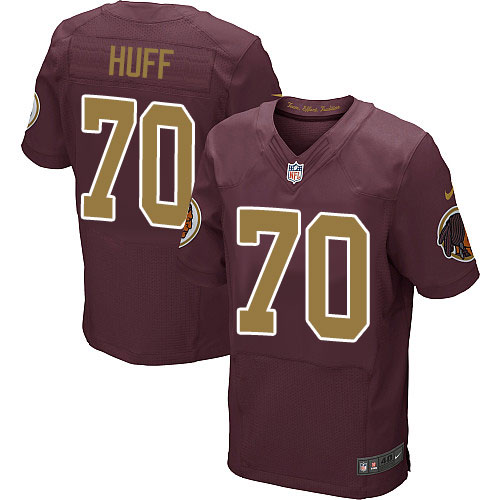 Men's Nike Washington Redskins #70 Sam Huff Elite Burgundy Red/Gold Number Alternate 80TH Anniversary NFL Jersey