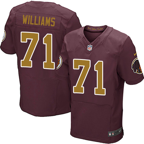 Men's Nike Washington Redskins #71 Trent Williams Elite Burgundy Red/Gold Number Alternate 80TH Anniversary NFL Jersey